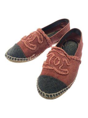 Chanel Cocomark Espadrille Canvas Slip-on Red 37
